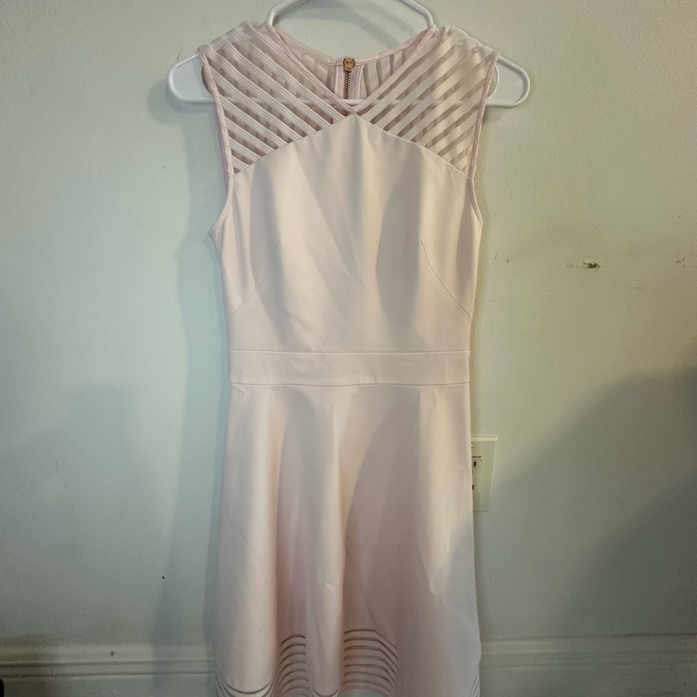 Ted Baker London Eleese Mesh Detail Skater Dress Light Pink – Size 1 (US 4) - Picture 7 of 9